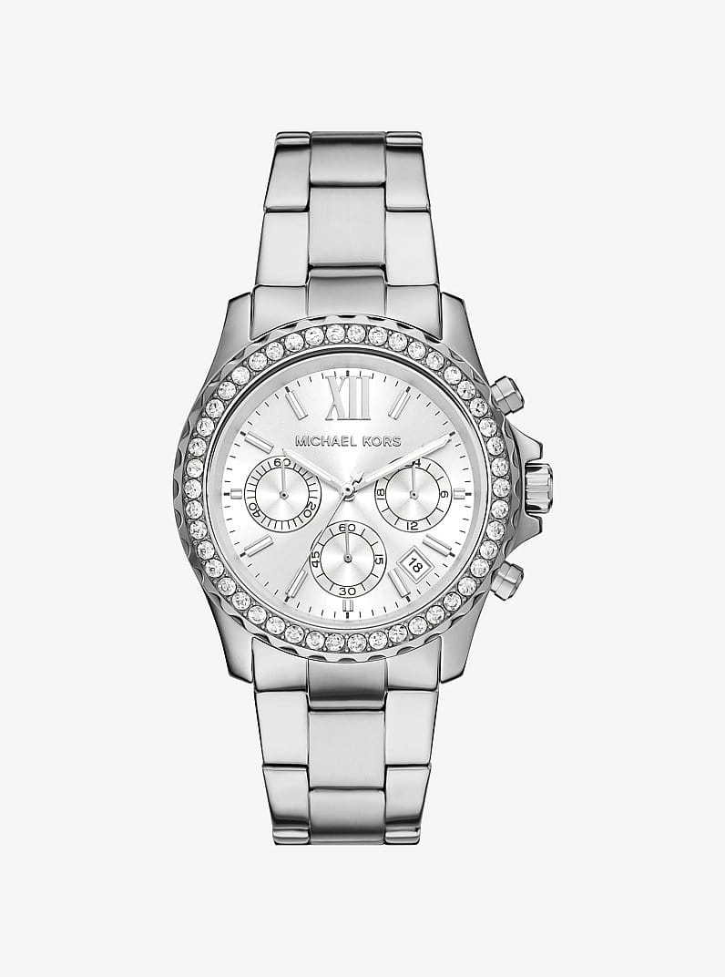 Oversized Everest Pavé Silver-Tone Watch