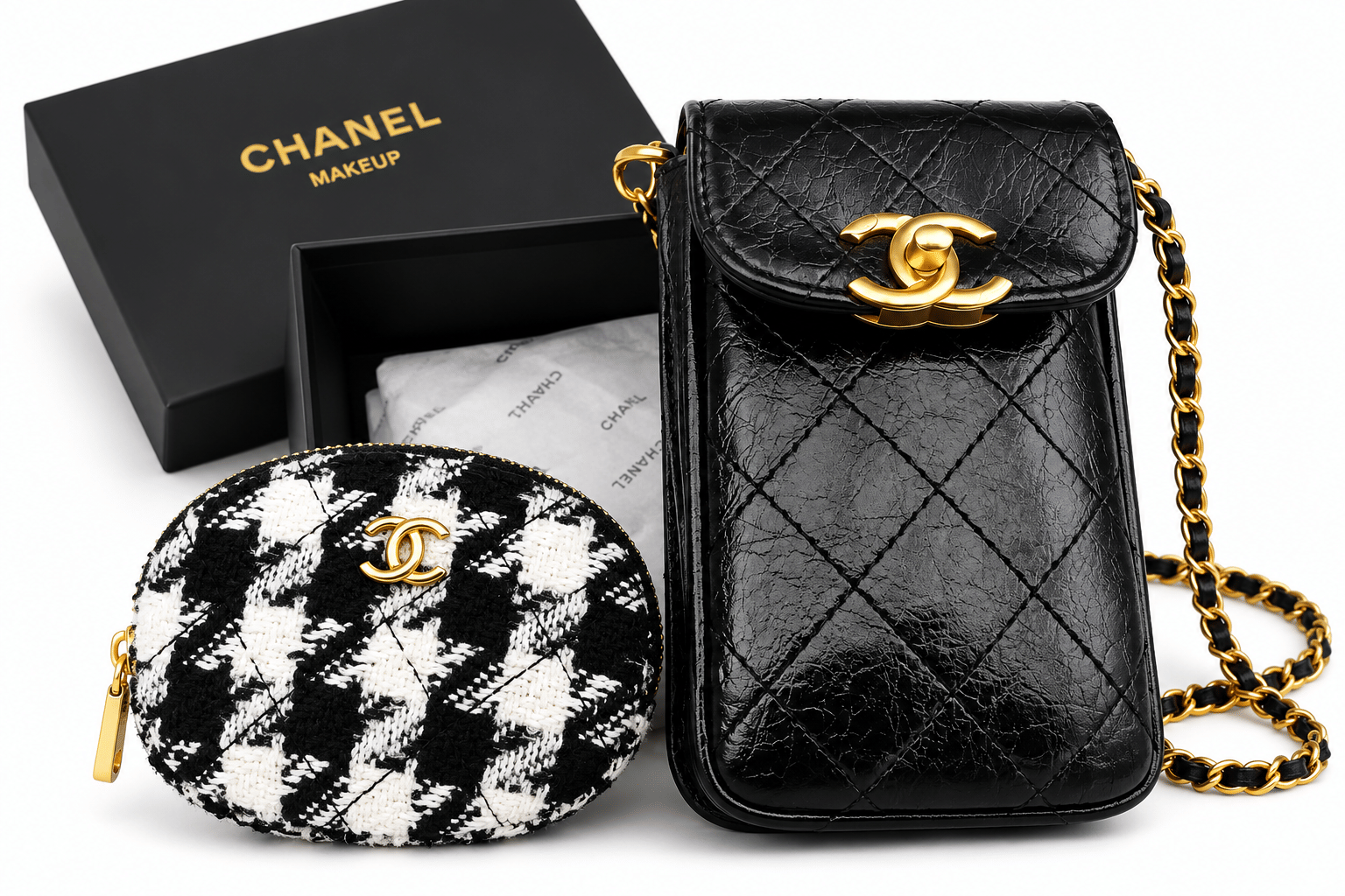 Black & Gold Hardware Make Up Bag & Coin Purse & Pouch VIP GIFT