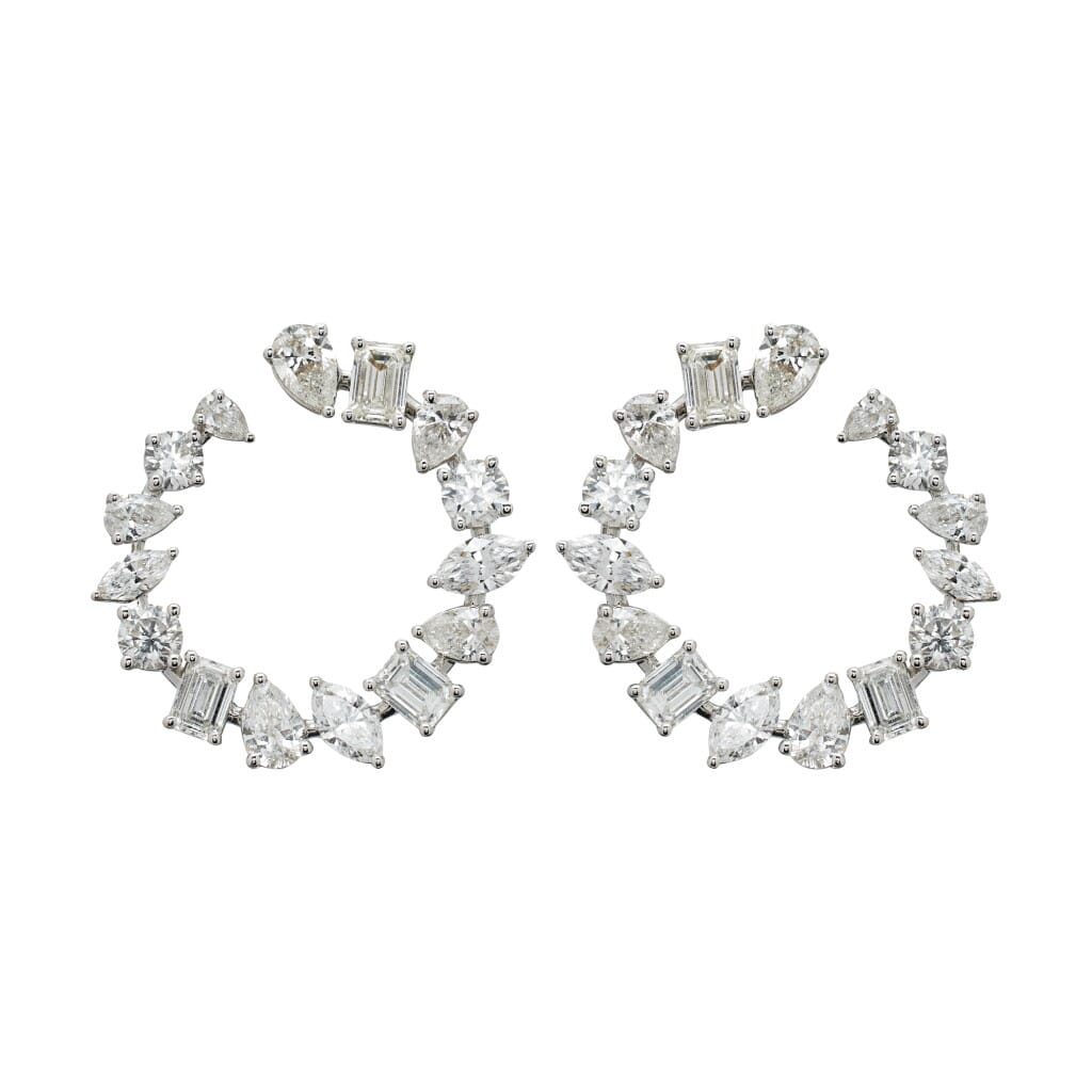 White Gold and 4.10ctw Fancy Cut Diamond Earrings