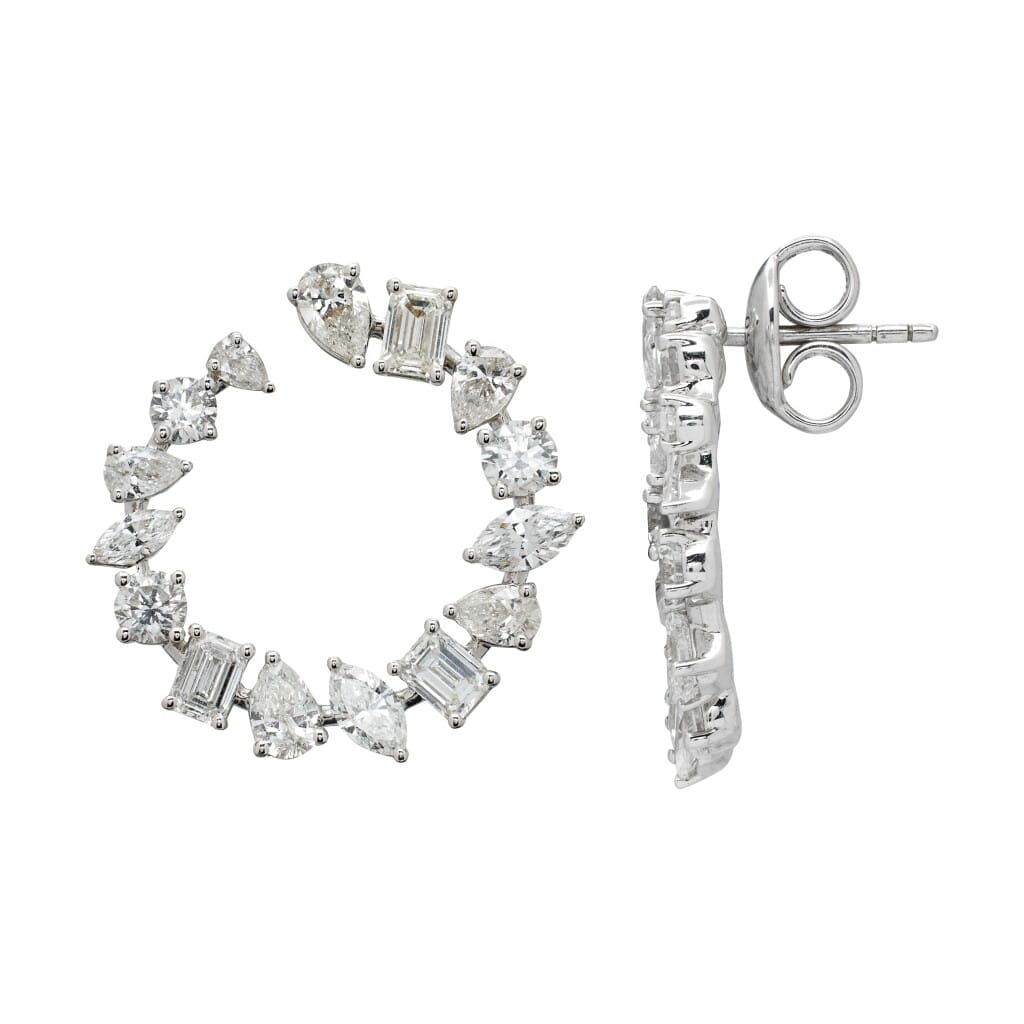 White Gold and 4.10ctw Fancy Cut Diamond Earrings