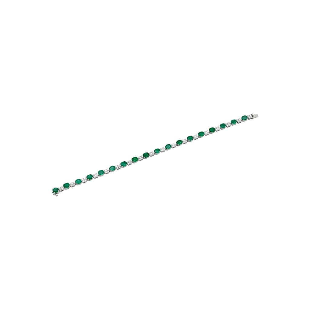 White Gold and 5.60ctw Emerald and Diamond Tennis Bracelet