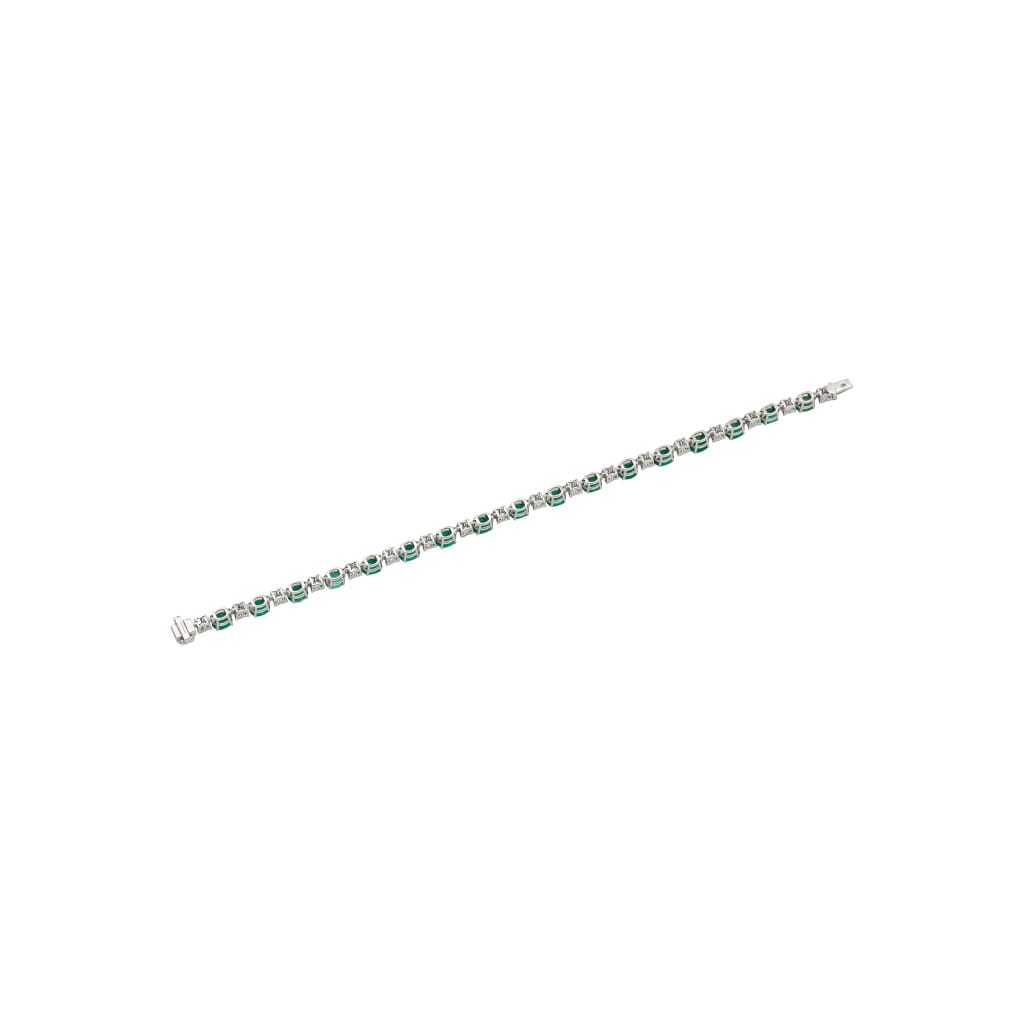 White Gold and 5.60ctw Emerald and Diamond Tennis Bracelet