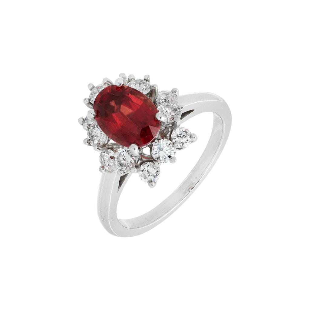 Vintage Platinum, 1.40ct Garnet and Diamond Ring