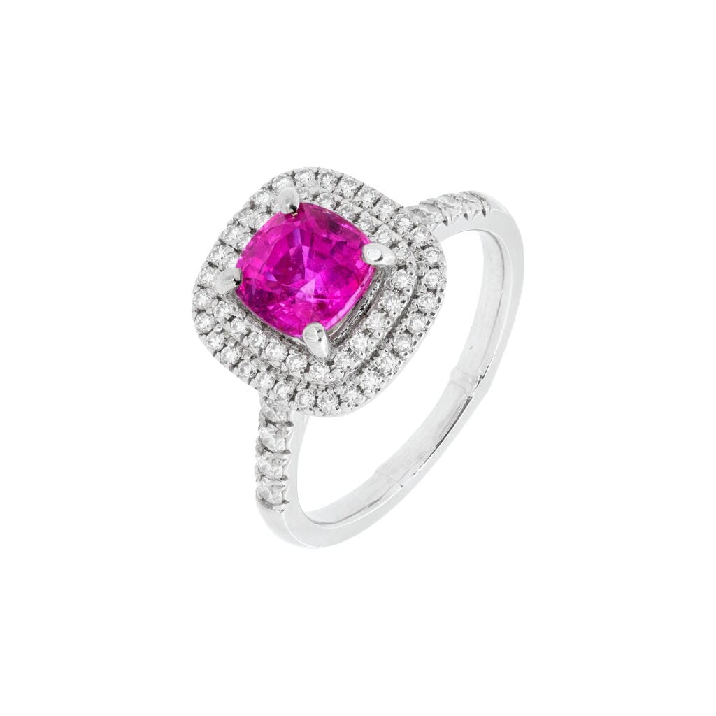 White Gold, 1.70ct Mozambique Pink Sapphire and Diamond Ring