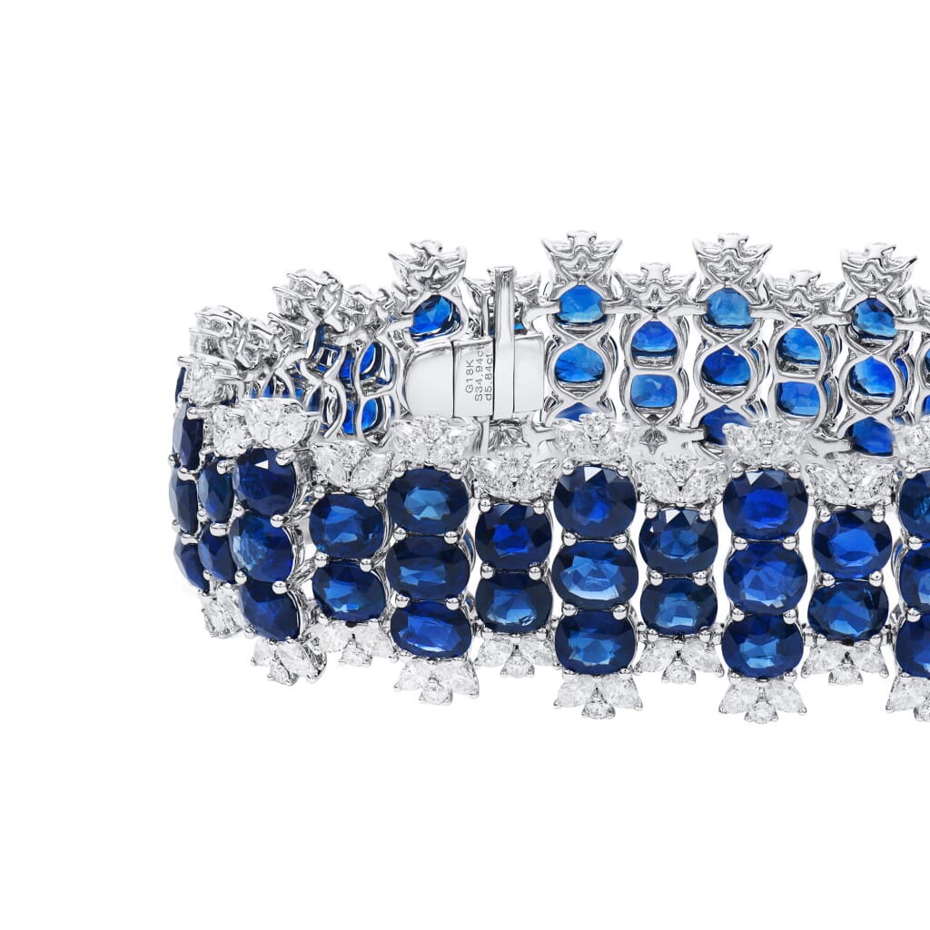 White Gold, 34.90ctw Sapphire and Diamond Bracelet