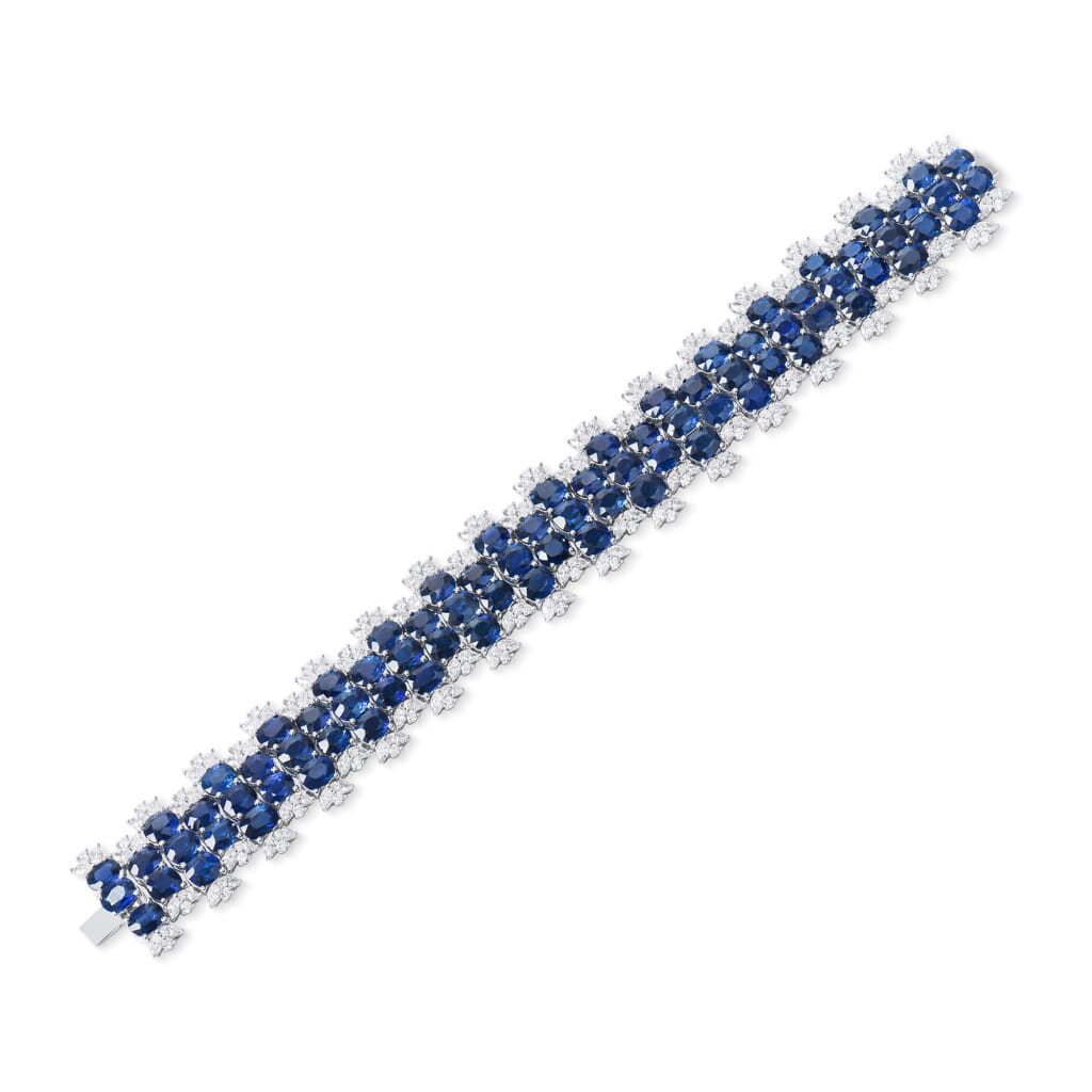 White Gold, 34.90ctw Sapphire and Diamond Bracelet