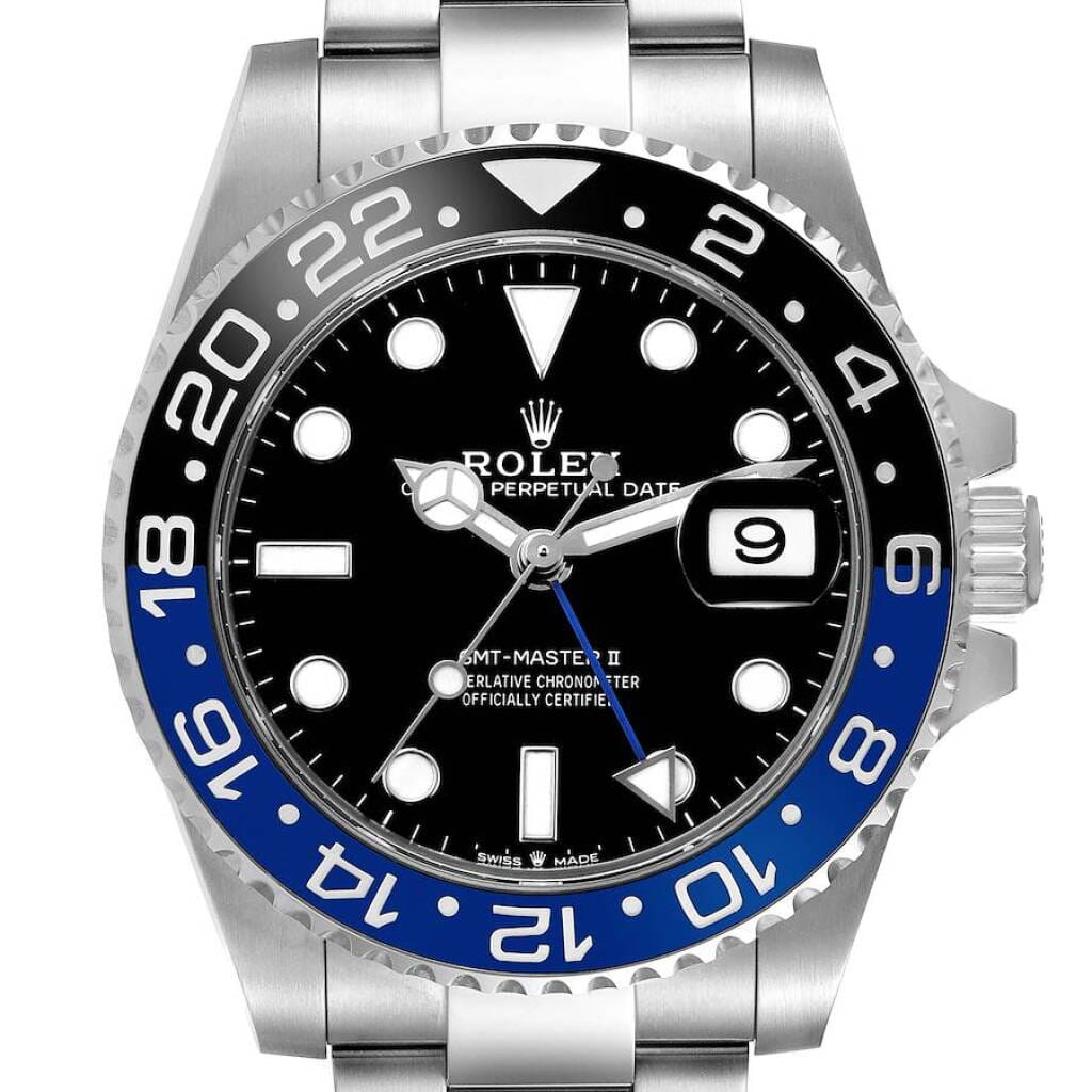 GMT-Master II 'Batman' (Reference 126710BLNR). A 40mm stainless steel automatic wristwatch with date and dual time. 2021