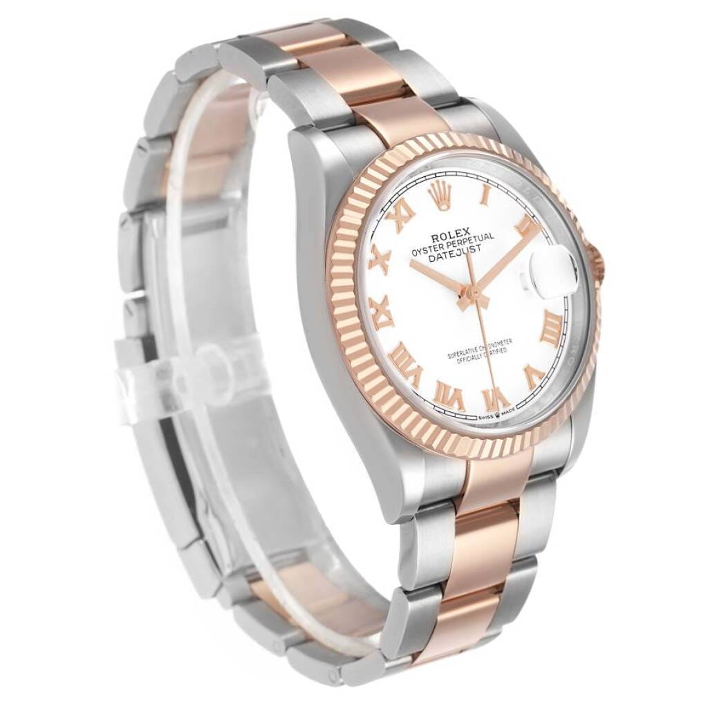 Datejust (Reference 126231). A 36mm rose gold stainless steel automatic wristwatch with date.