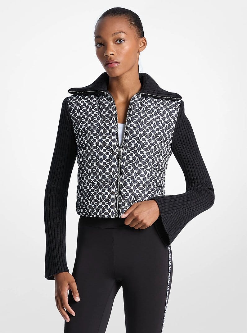 Quilted Graphic Logo and Knit Jacket