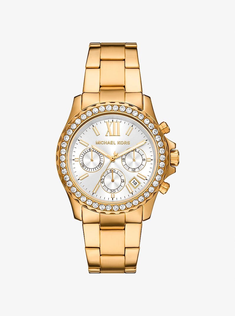 Oversized Everest Pavé Gold-Tone Watch