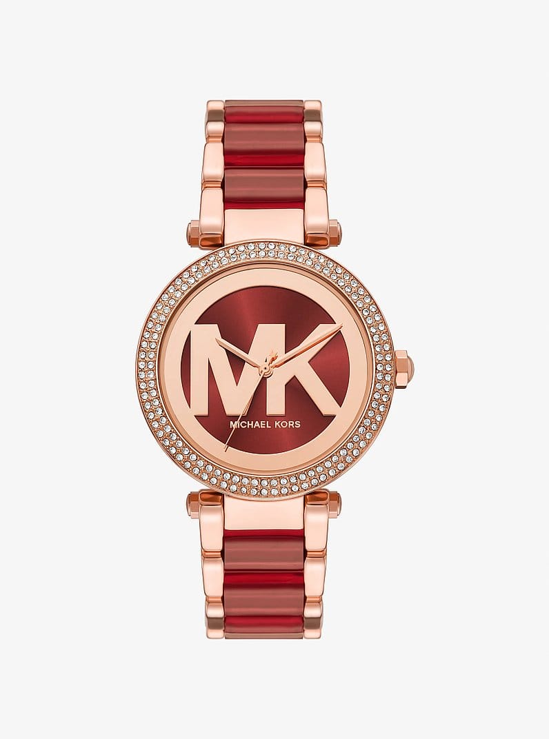 Parker Pavé Rose Gold-Tone and Acetate Watch