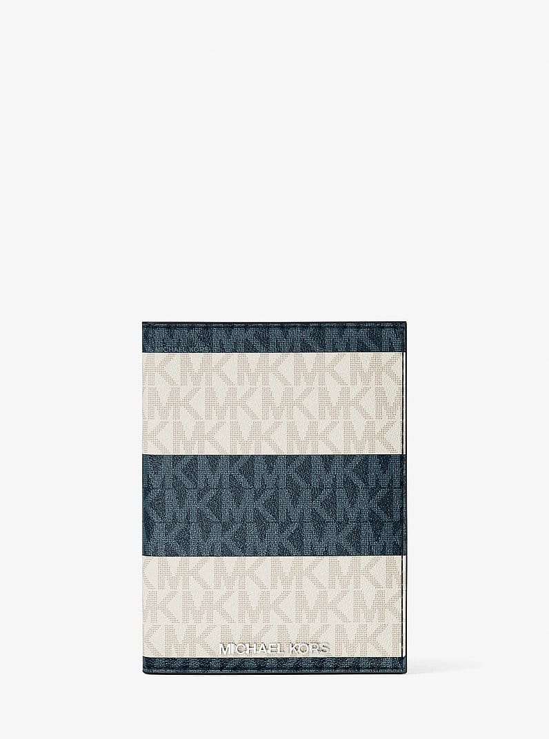 Jet Set Travel Medium Striped Signature Logo Passport Case