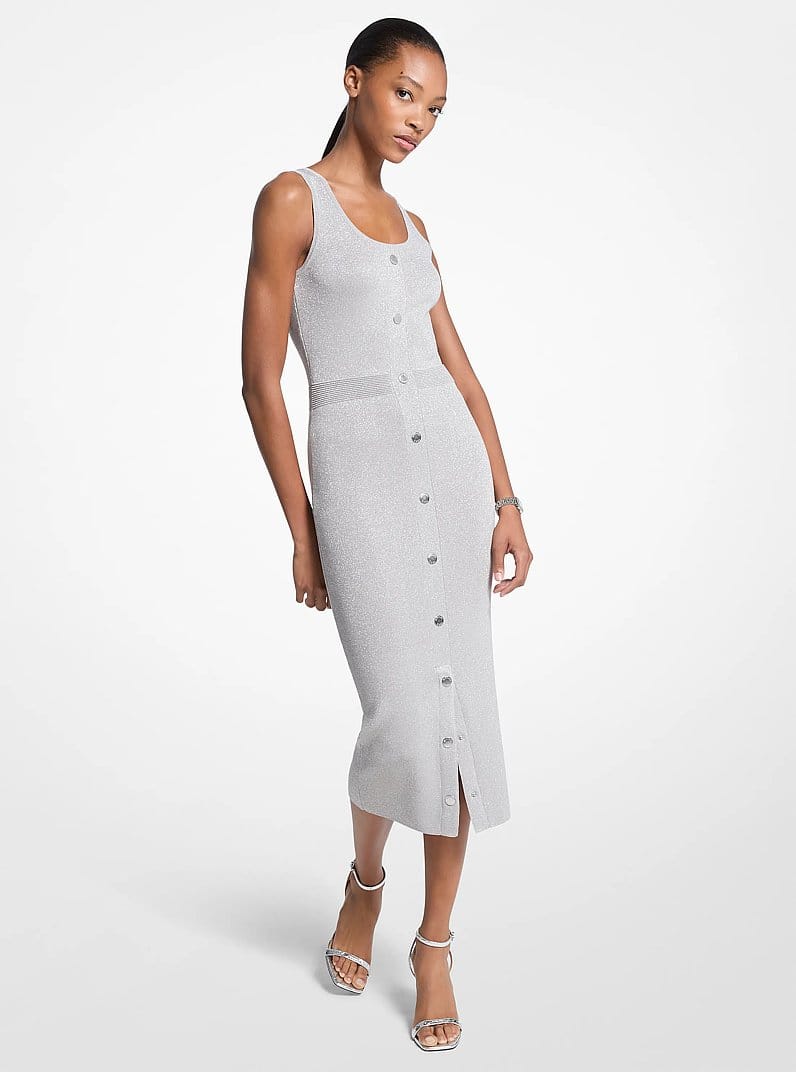 Metallic Knit Midi Tank Dress