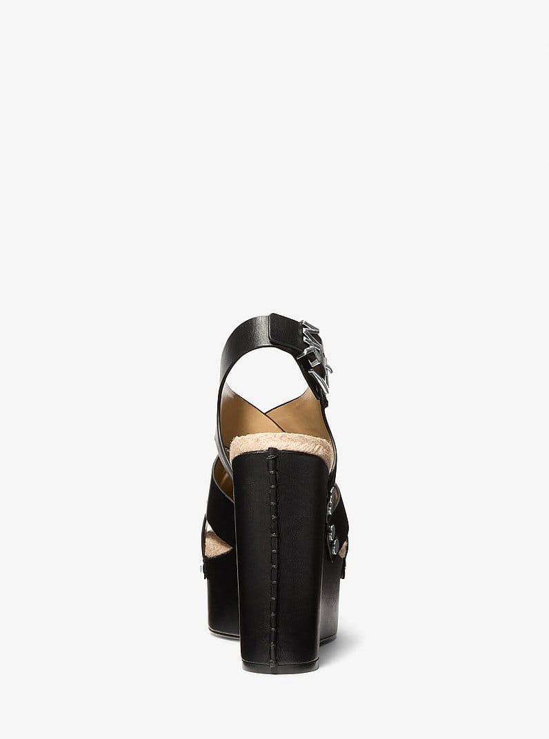 Raven Studded Leather Wedge Sandal