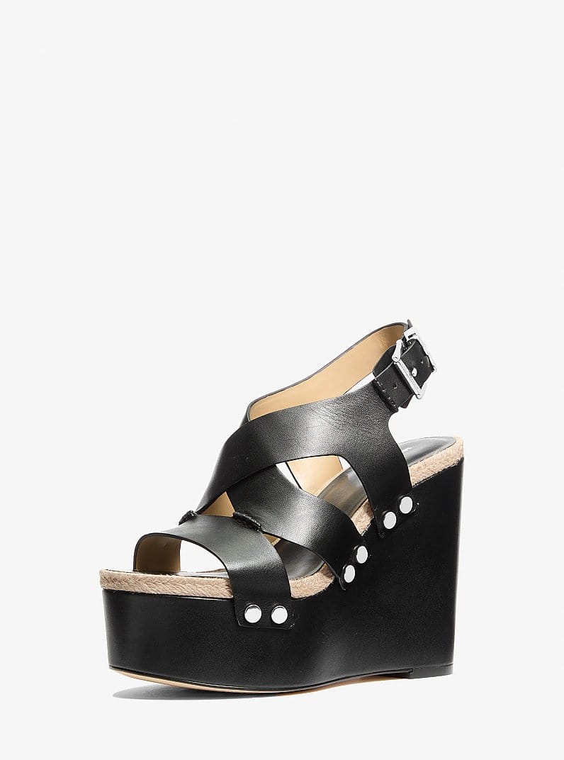 Raven Studded Leather Wedge Sandal