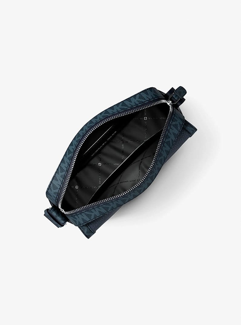 Cooper Medium Pebbled Leather and Signature Logo Camera Crossbody Bag