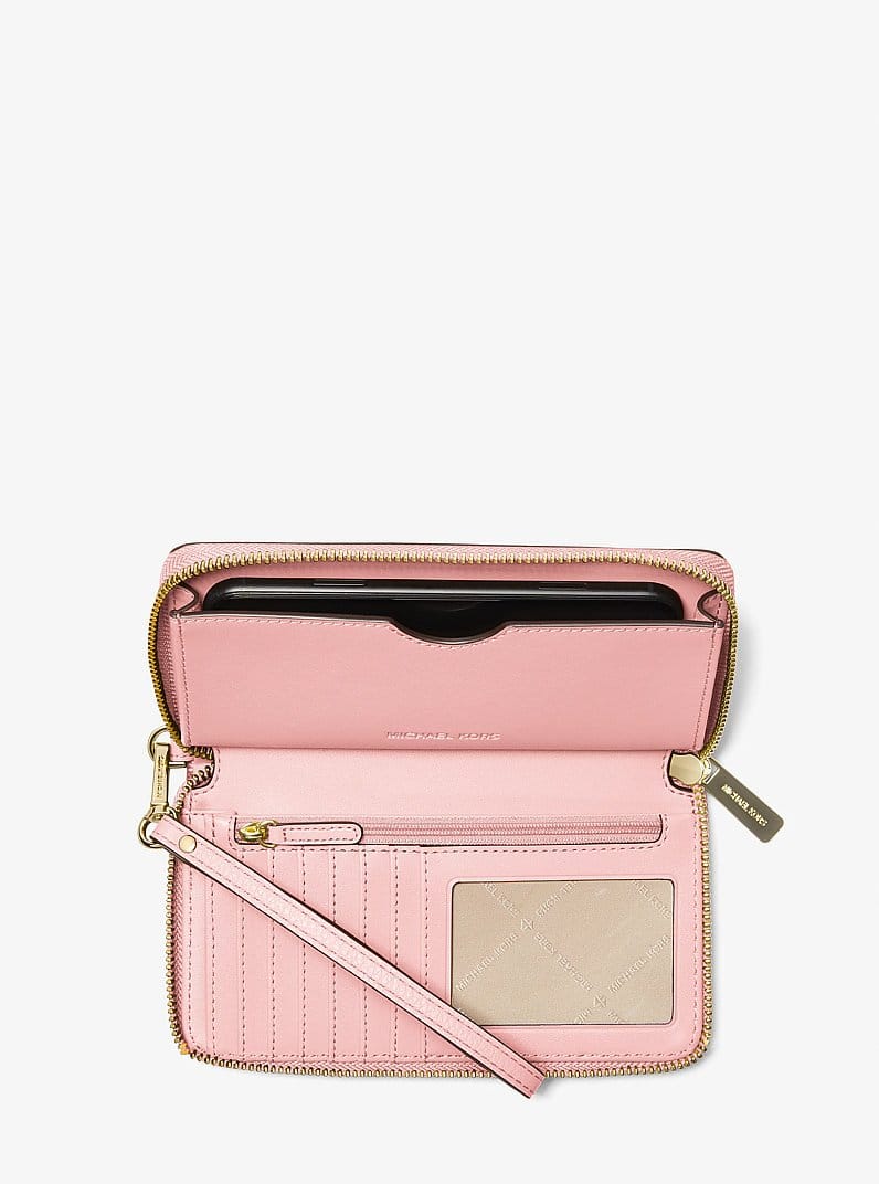 Large Pebbled Leather Smartphone Wristlet