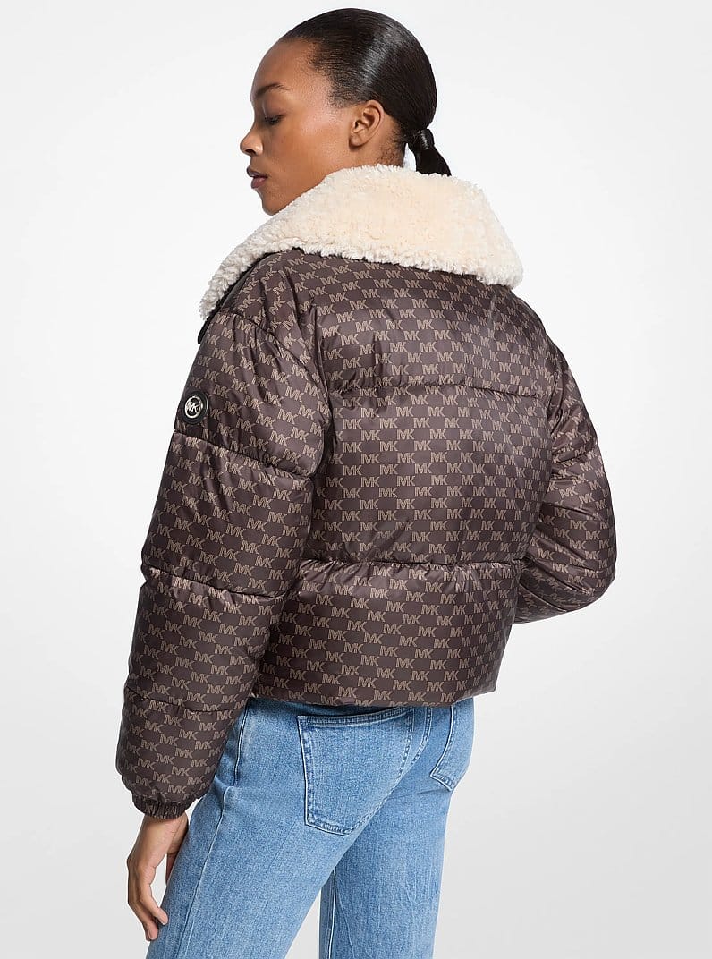 Logo Print and Sherpa Puffer Jacket