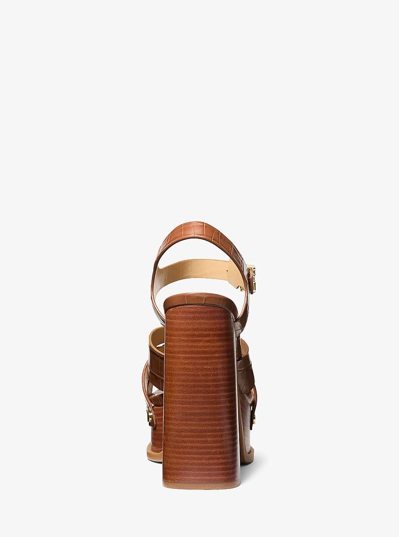 Nora Crocodile Embossed Leather Platform Sandal