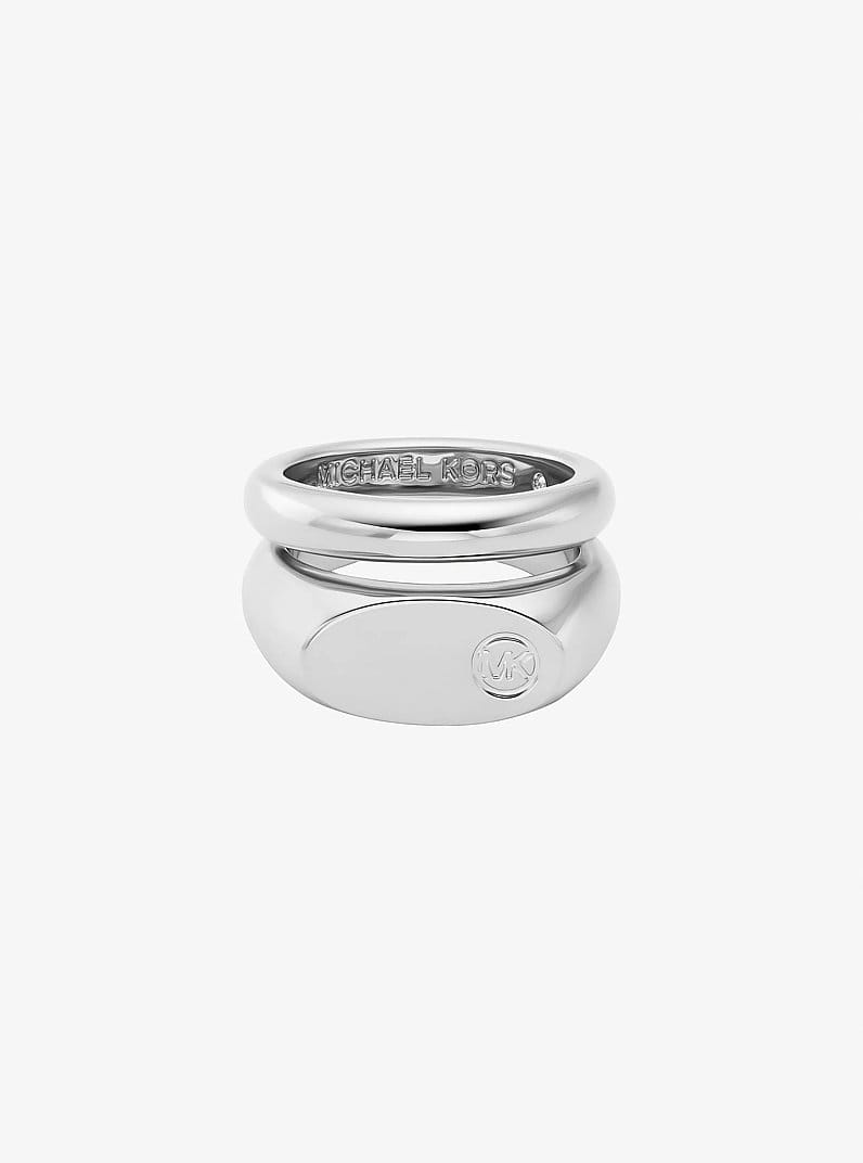 Logo Engraved Double Layered Signet Ring