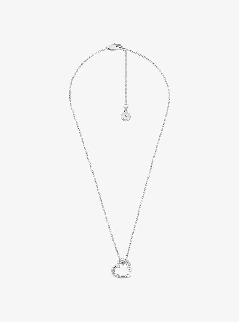 Pavé Heart Curb-Link Necklace