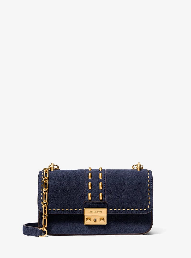Tribeca Small Studded Suede Shoulder Bag