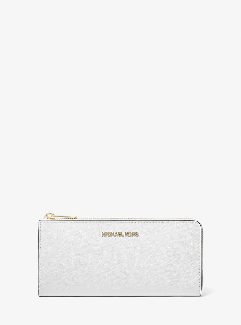 Jet Set Travel Large Saffiano Leather Quarter-Zip Wallet