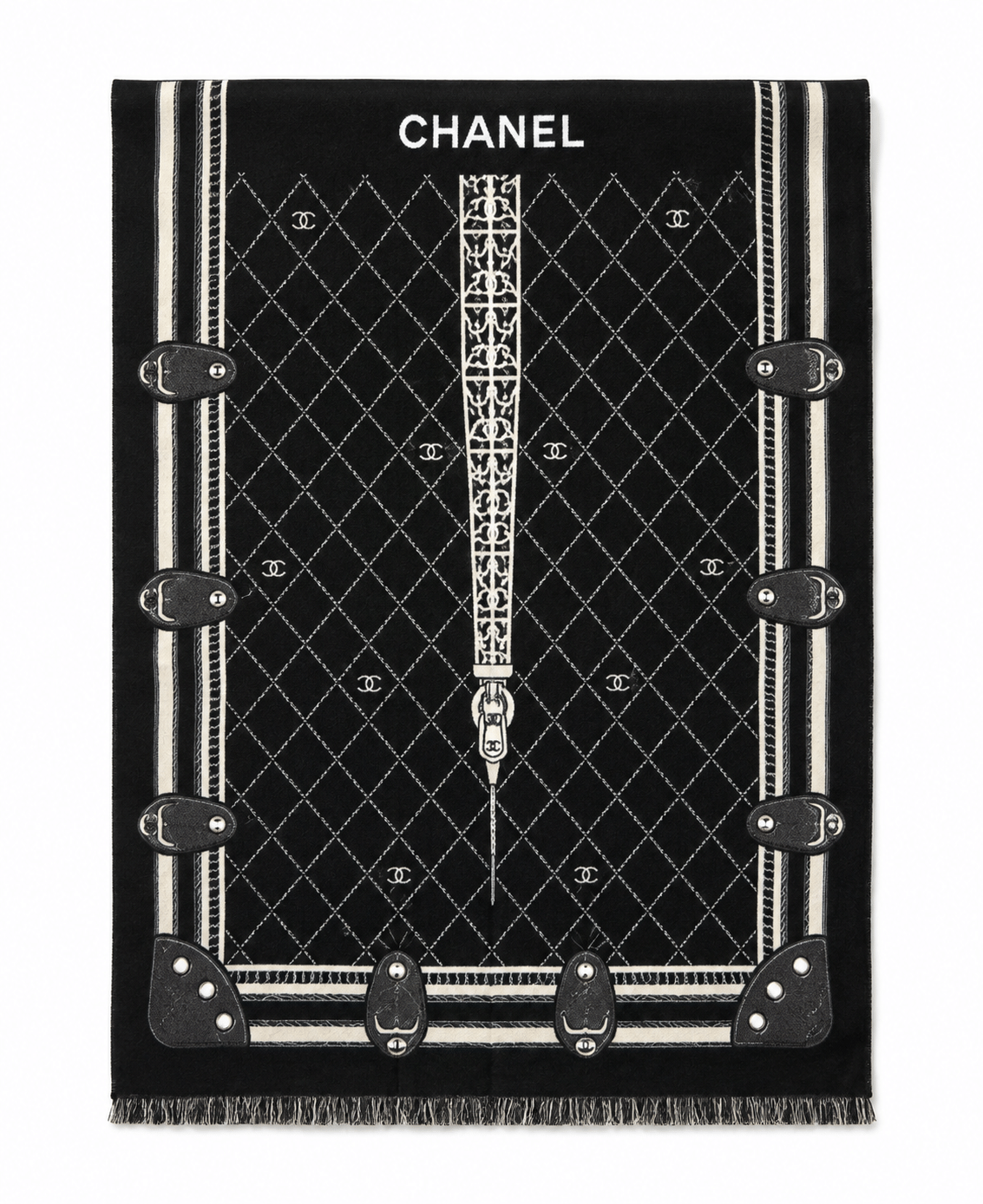 CHANEL Beauty Black Cashmere Silk Eiffel Scarf With Box – VIP Gift