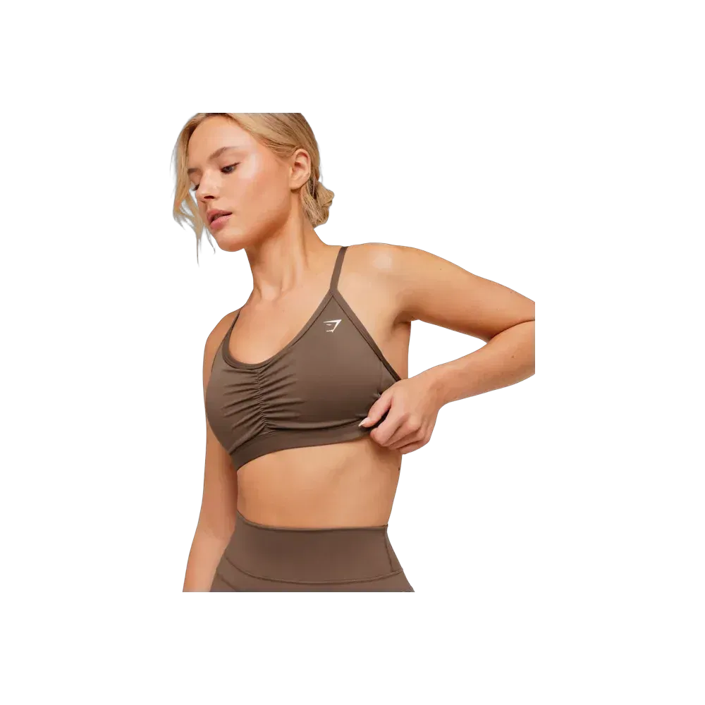 Gymshark Medium Support Ruched Sports Bra Soft Brown
