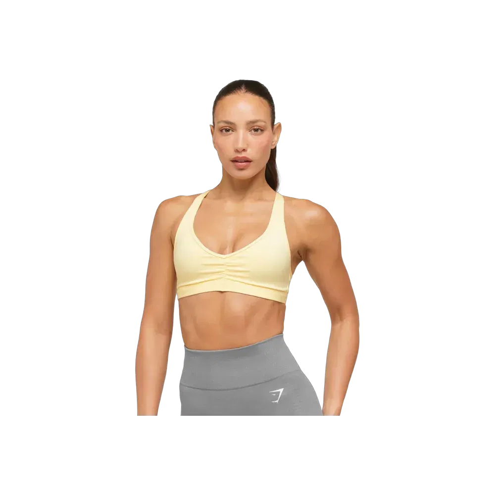 Gymshark Ruched Sports Bra 2.0 - Medium Support Butter Yellow