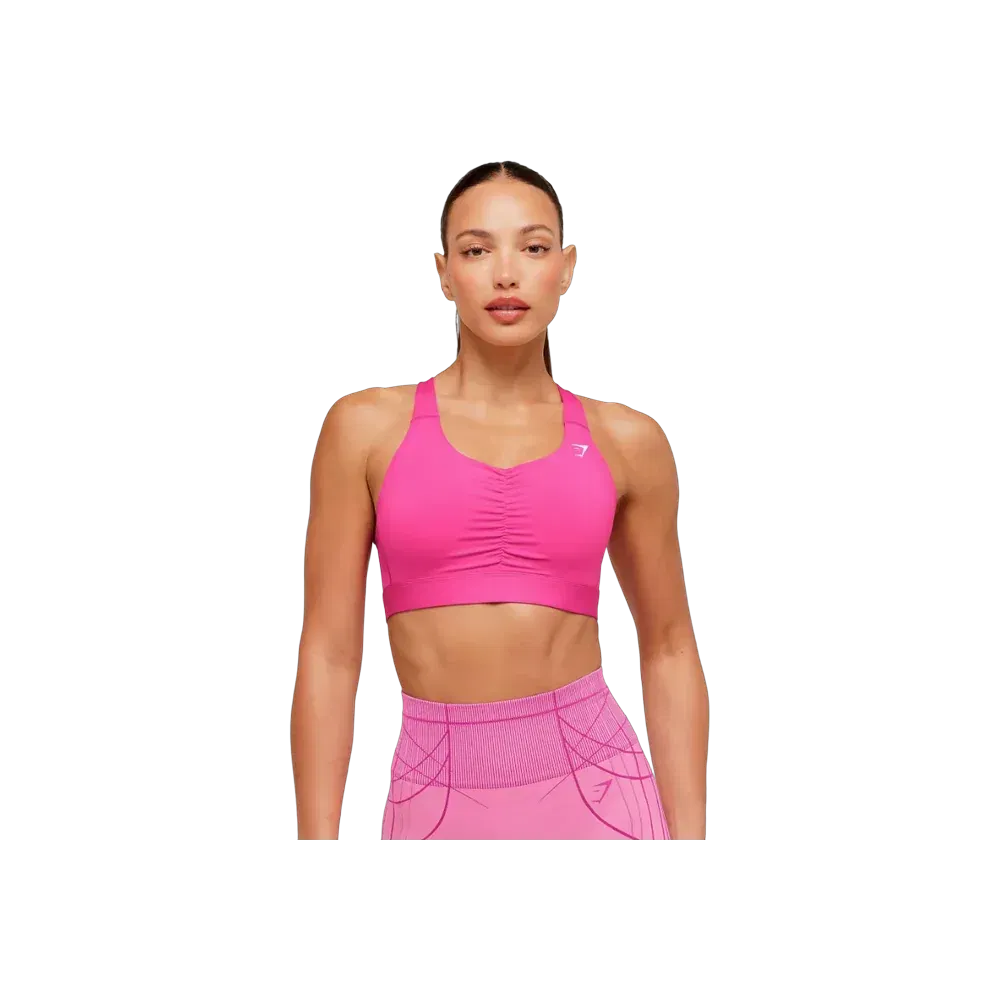 Gymshark High Support Ruched Sports Bra Super-Set Pink