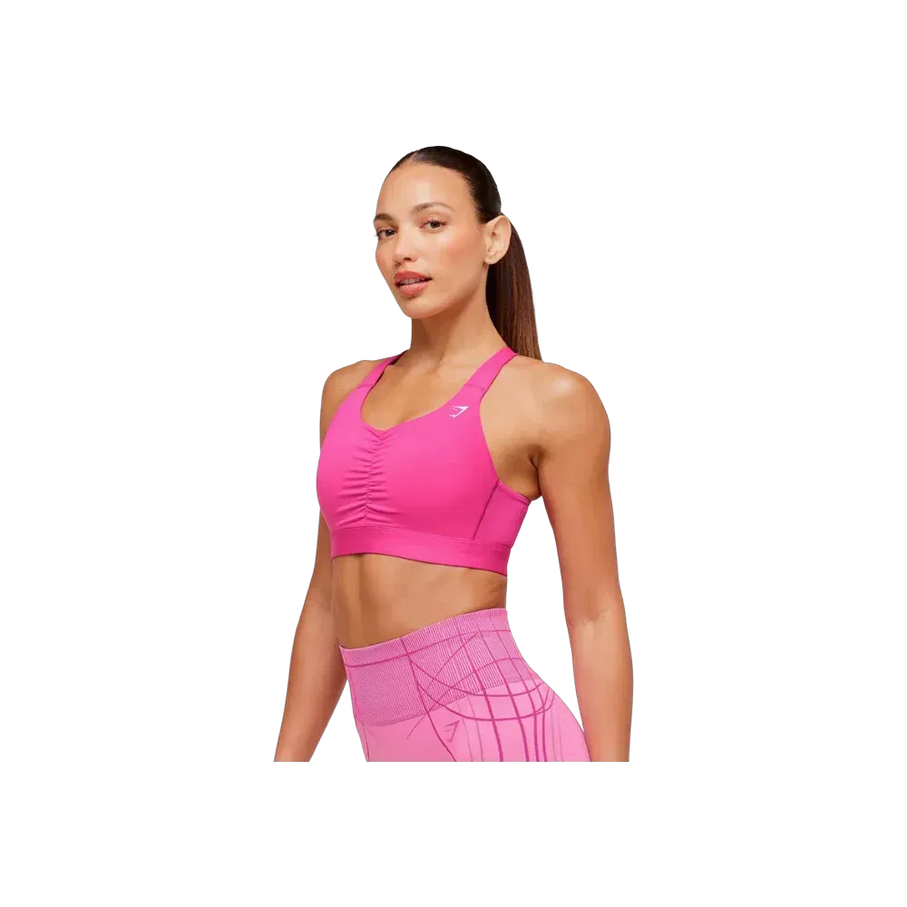 Gymshark High Support Ruched Sports Bra Super-Set Pink