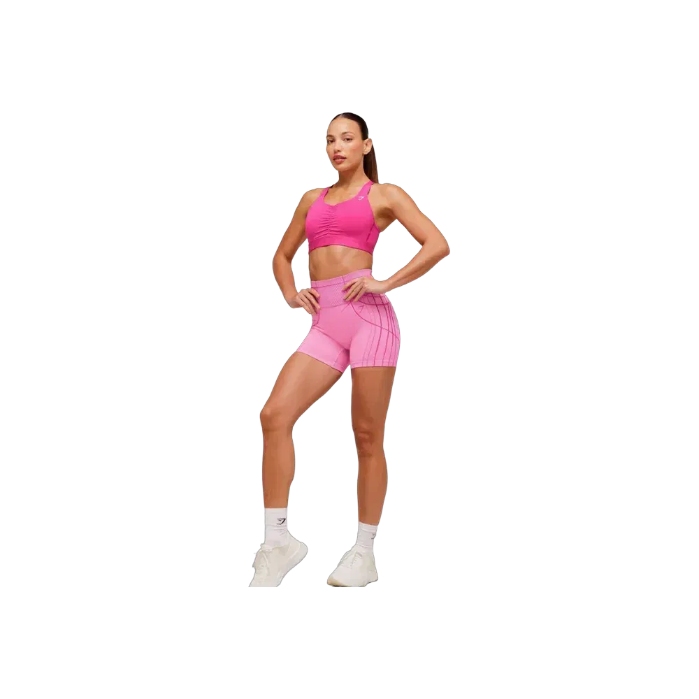 Gymshark High Support Ruched Sports Bra Super-Set Pink