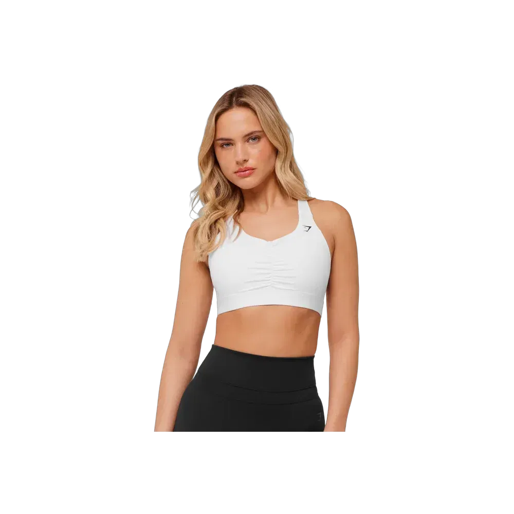 Gymshark High Support Ruched Sports Bra GS White