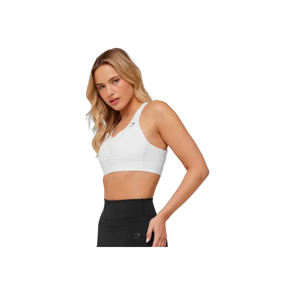 Gymshark High Support Ruched Sports Bra GS White