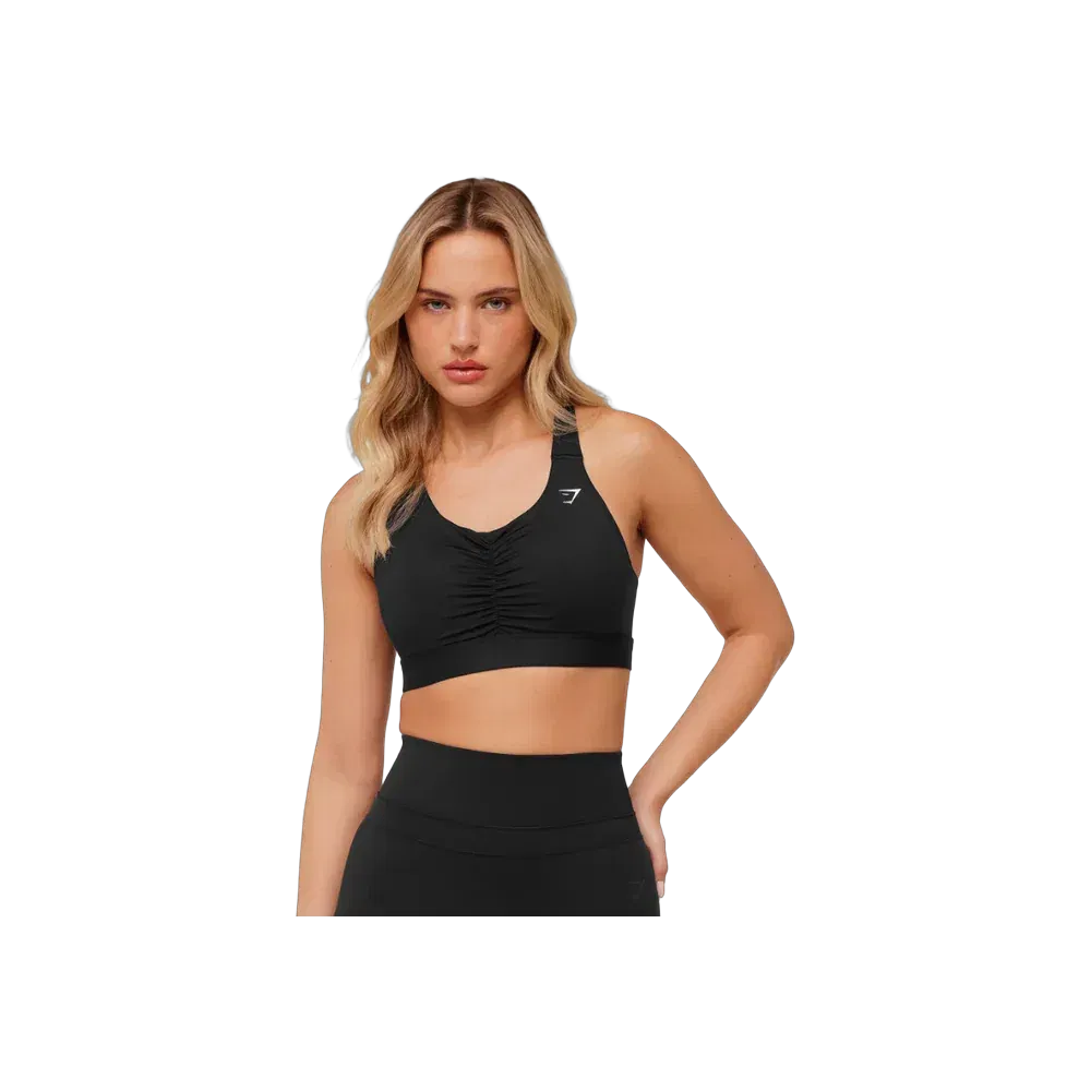Gymshark High Support Ruched Sports Bra GS Black