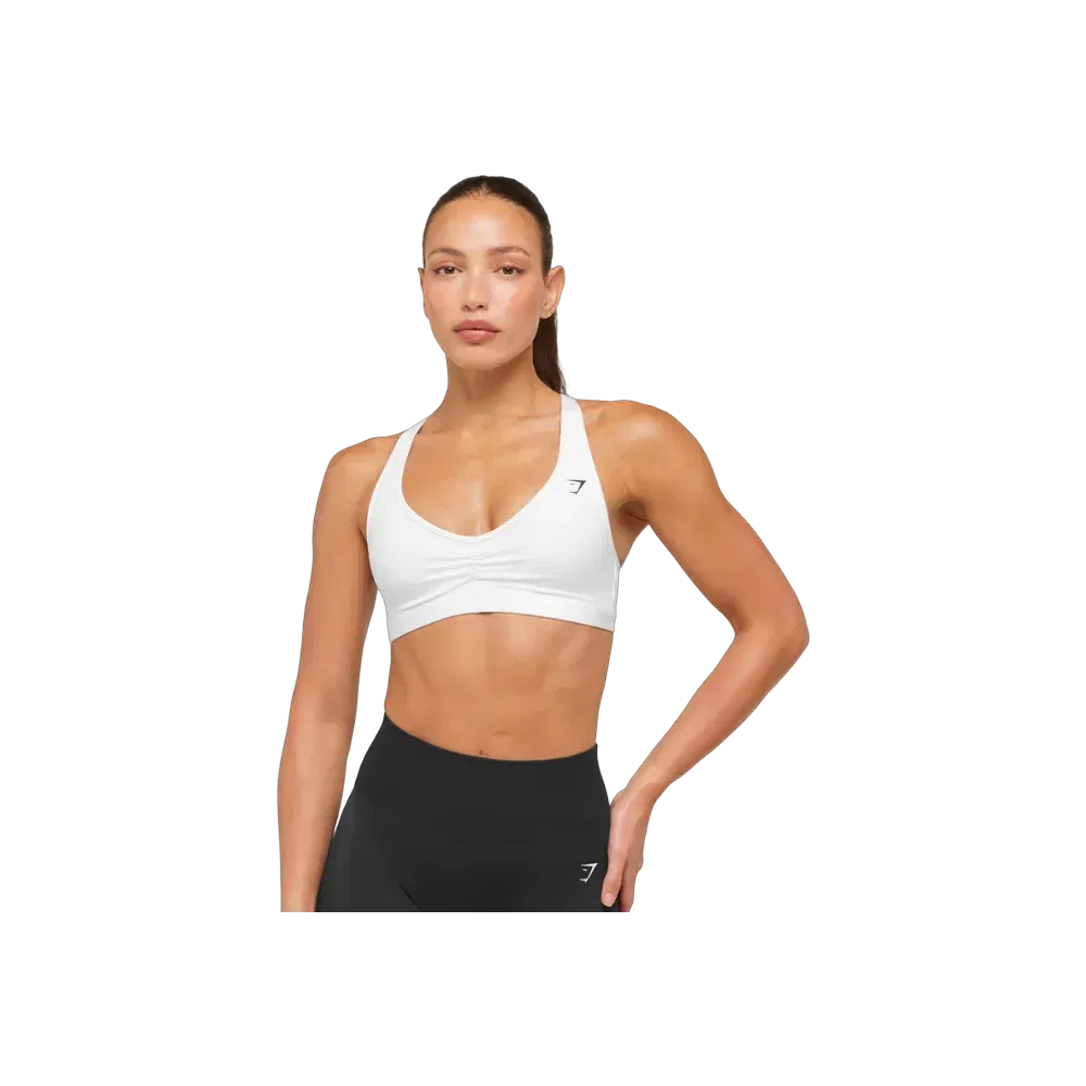 Gymshark Ruched Sports Bra 2.0 - Medium Support White