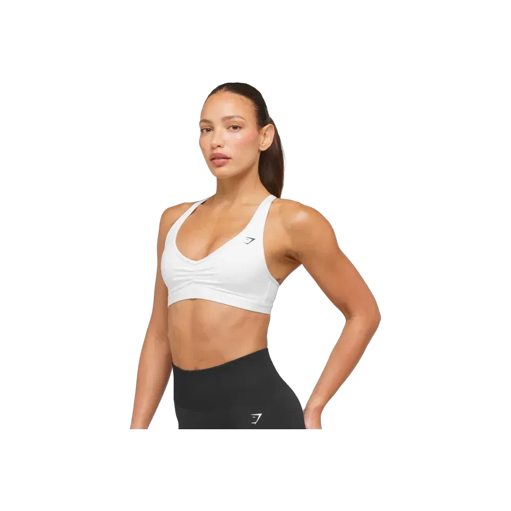 Gymshark Ruched Sports Bra 2.0 - Medium Support White