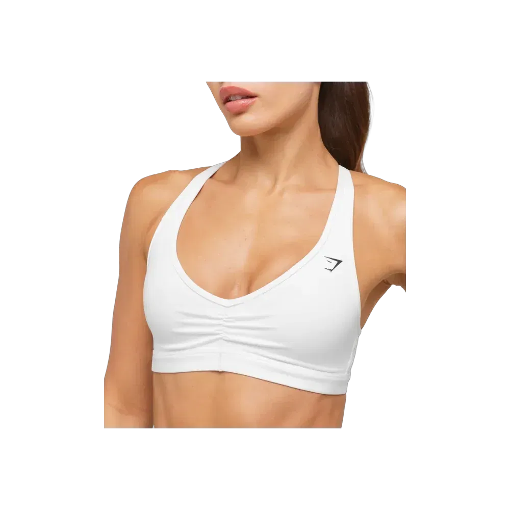 Gymshark Ruched Sports Bra 2.0 - Medium Support White
