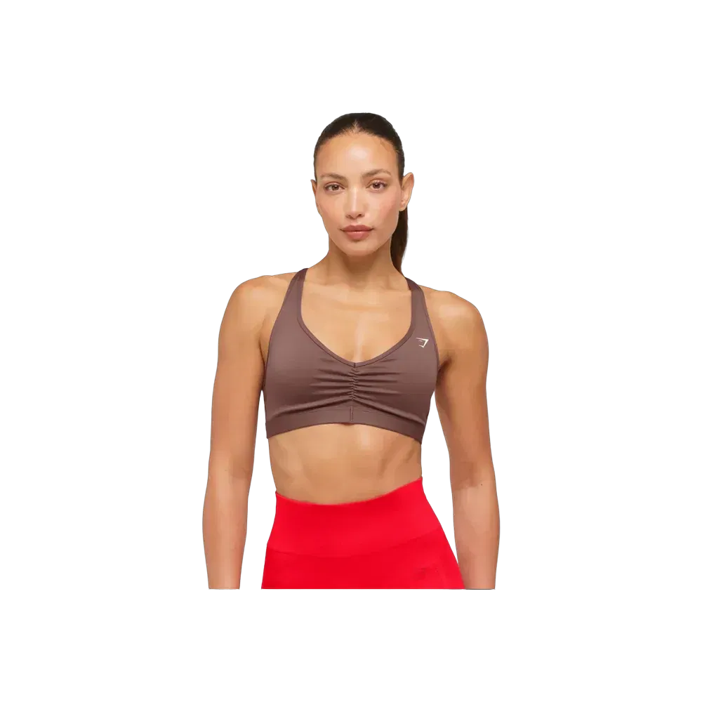 Gymshark Ruched Sports Bra 2.0 - Medium Support Espresso Brown