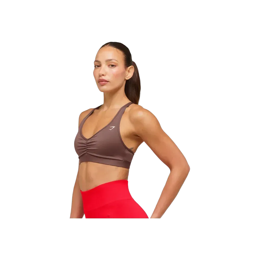 Gymshark Ruched Sports Bra 2.0 - Medium Support Espresso Brown