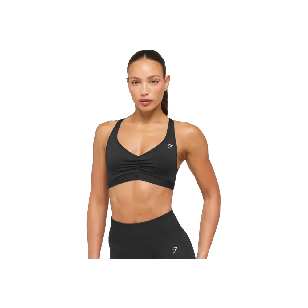 Gymshark Ruched Sports Bra 2.0 - Medium Support Black