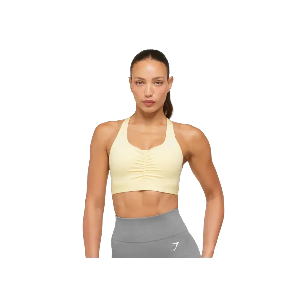 Gymshark High Support Ruched Sports Bra Butter Yellow