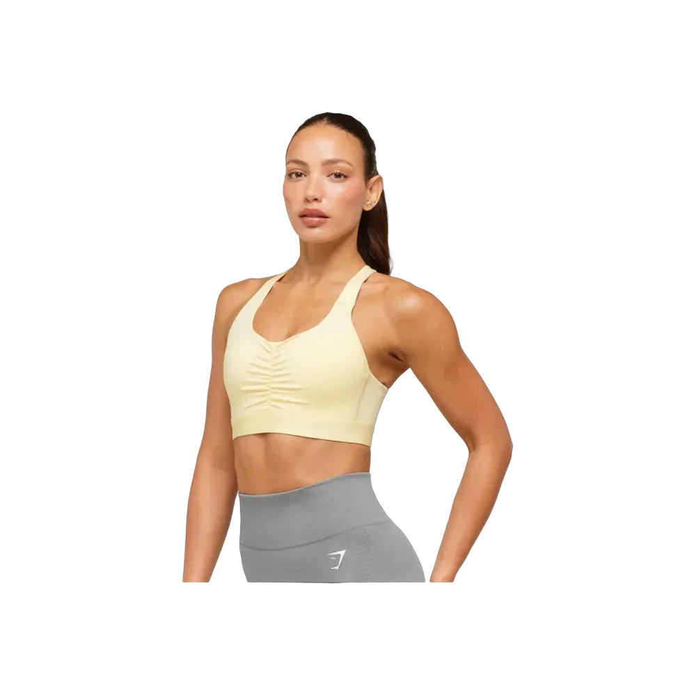 Gymshark High Support Ruched Sports Bra Butter Yellow