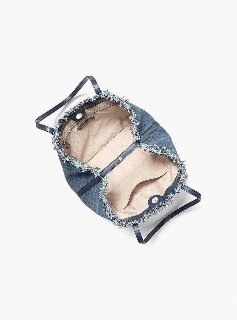 Avalon Medium Embellished Denim Convertible Tote Bag