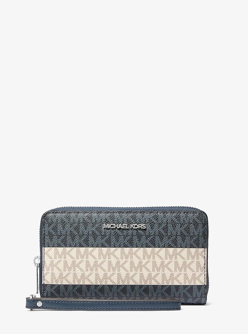 Jet Set Travel Large Striped Signature Logo Smartphone Wallet