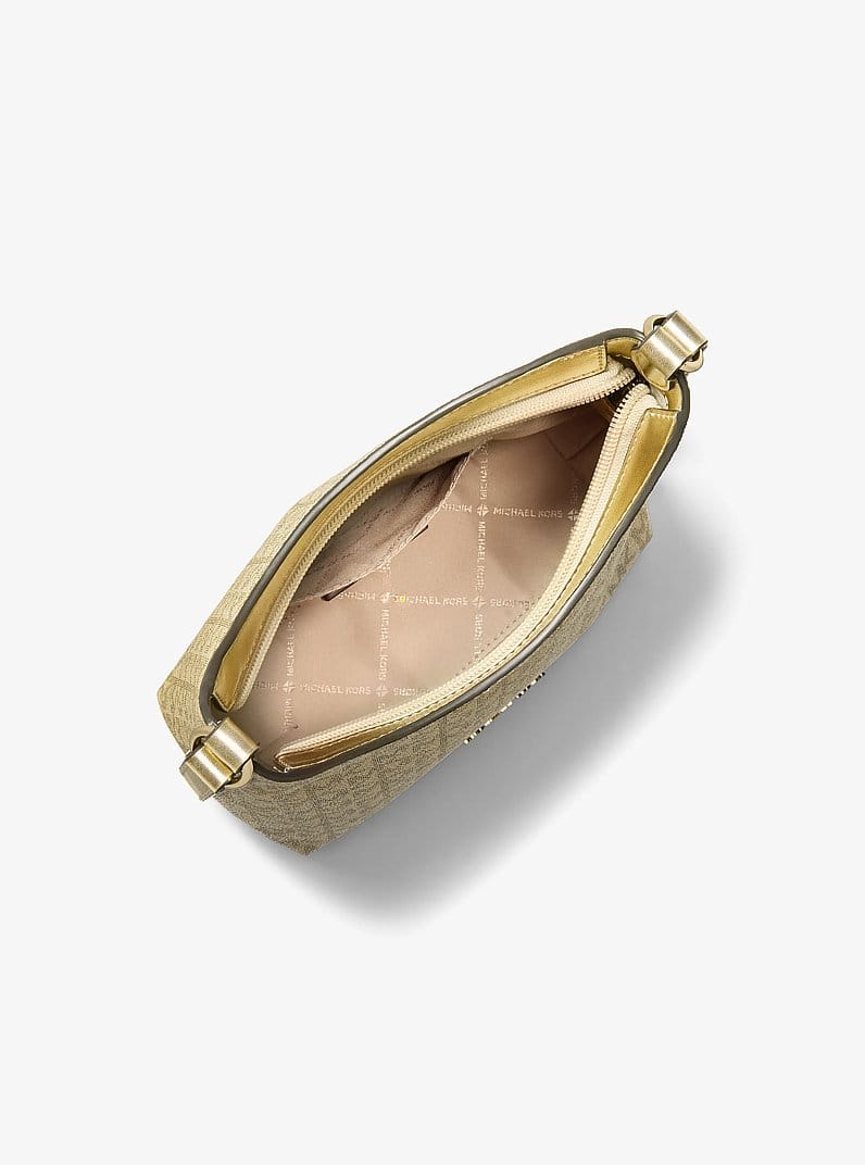 Maya Small Metallic Signature Logo Crossbody Bag