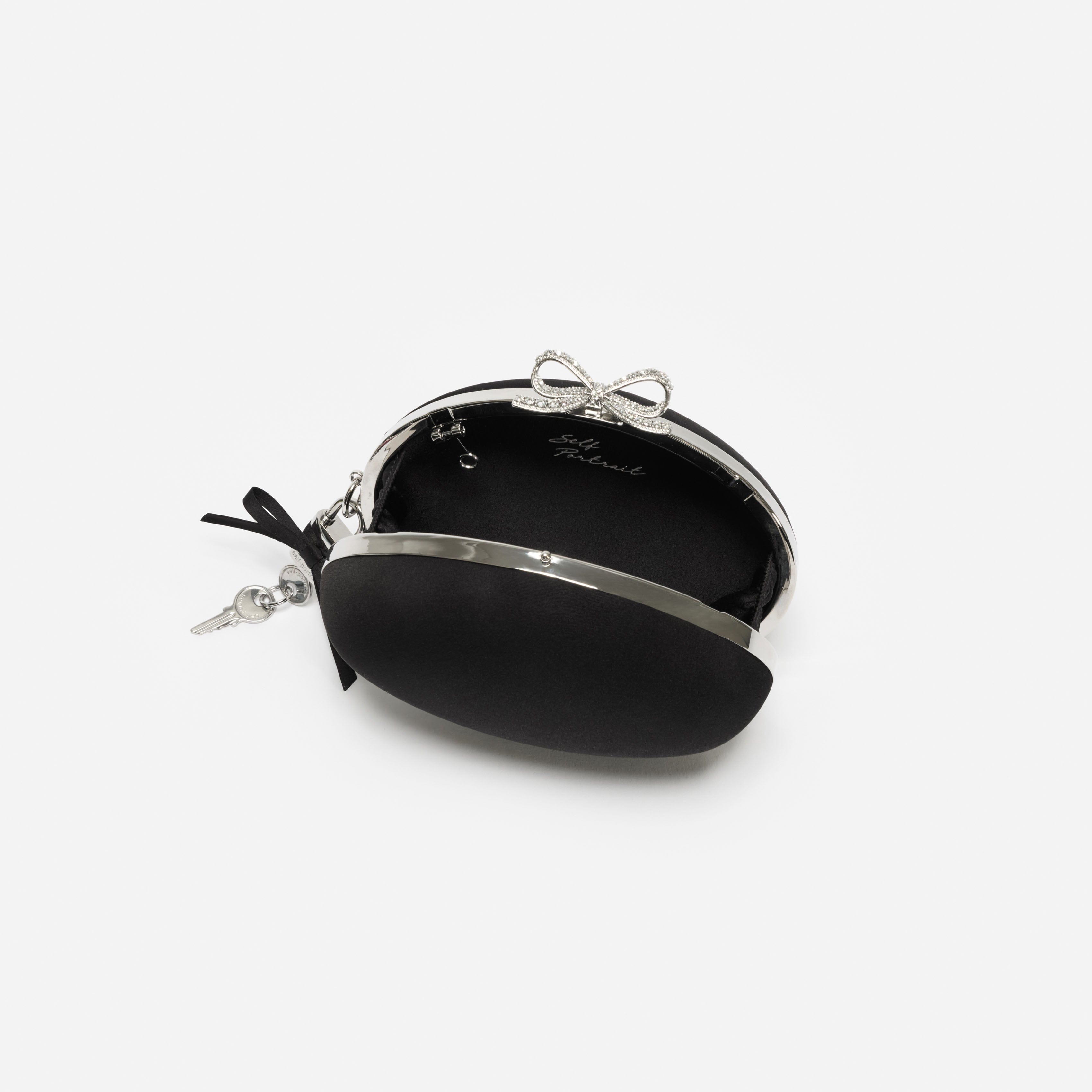 Black Satin Oval Clutch