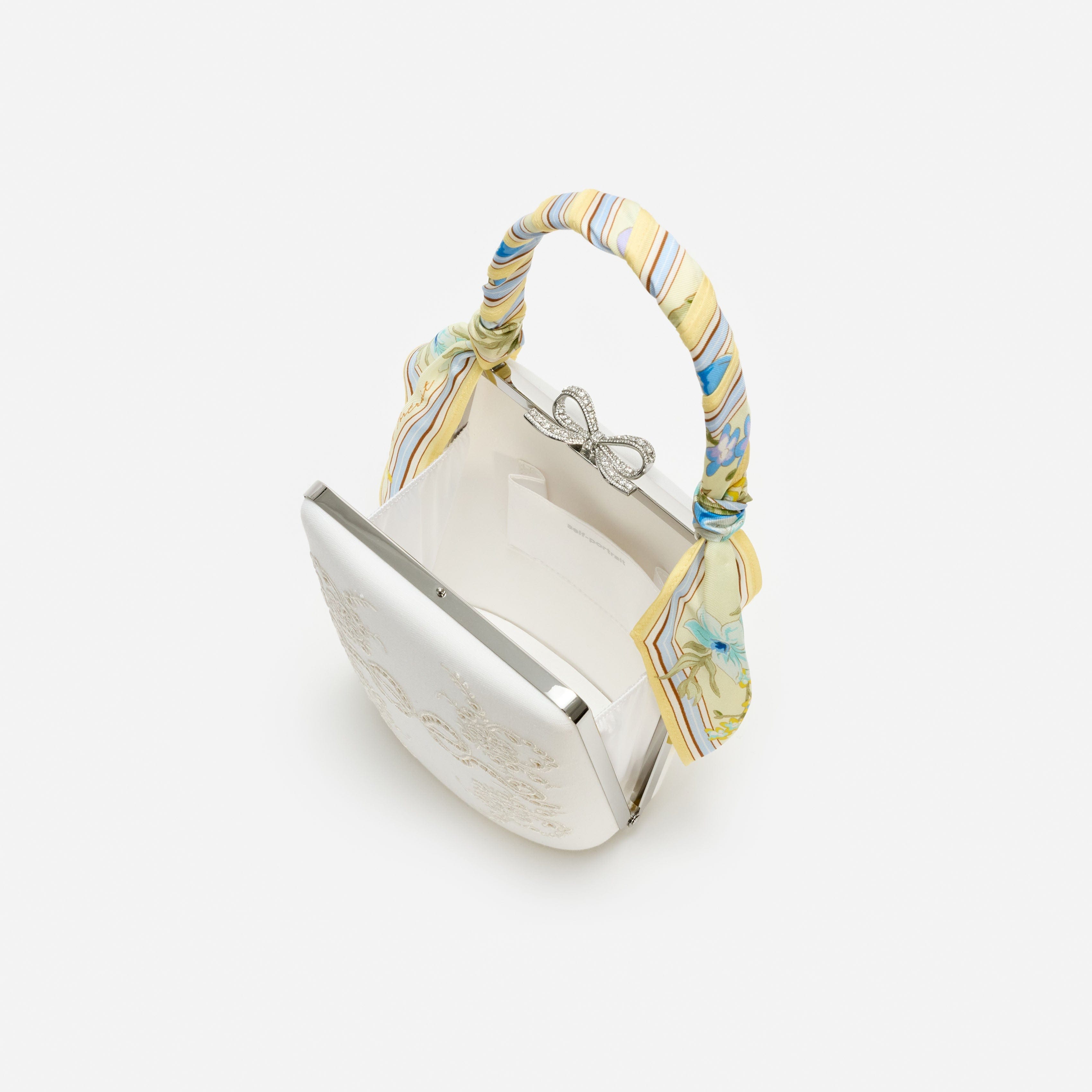 Cream Linen Yellow Floral Mini Bow Bag