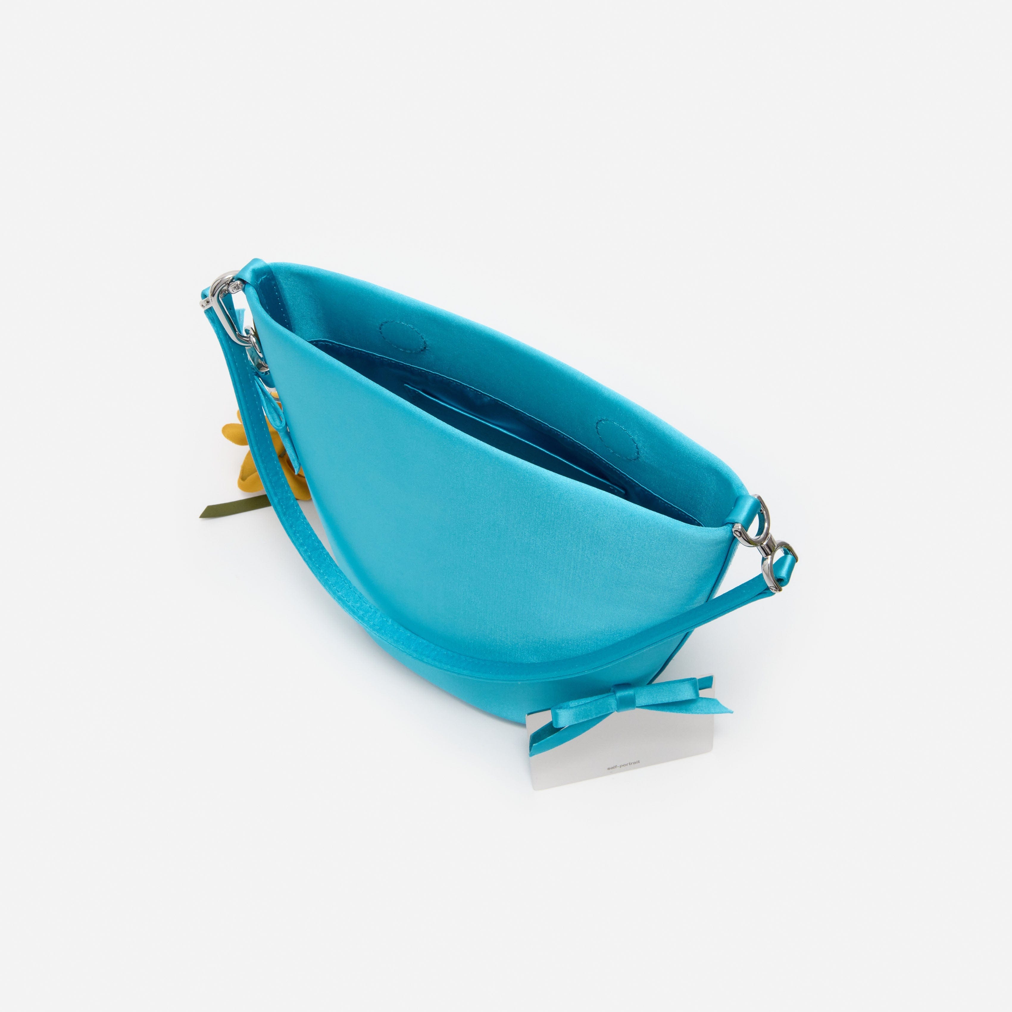 Blue Satin Bucket Bag